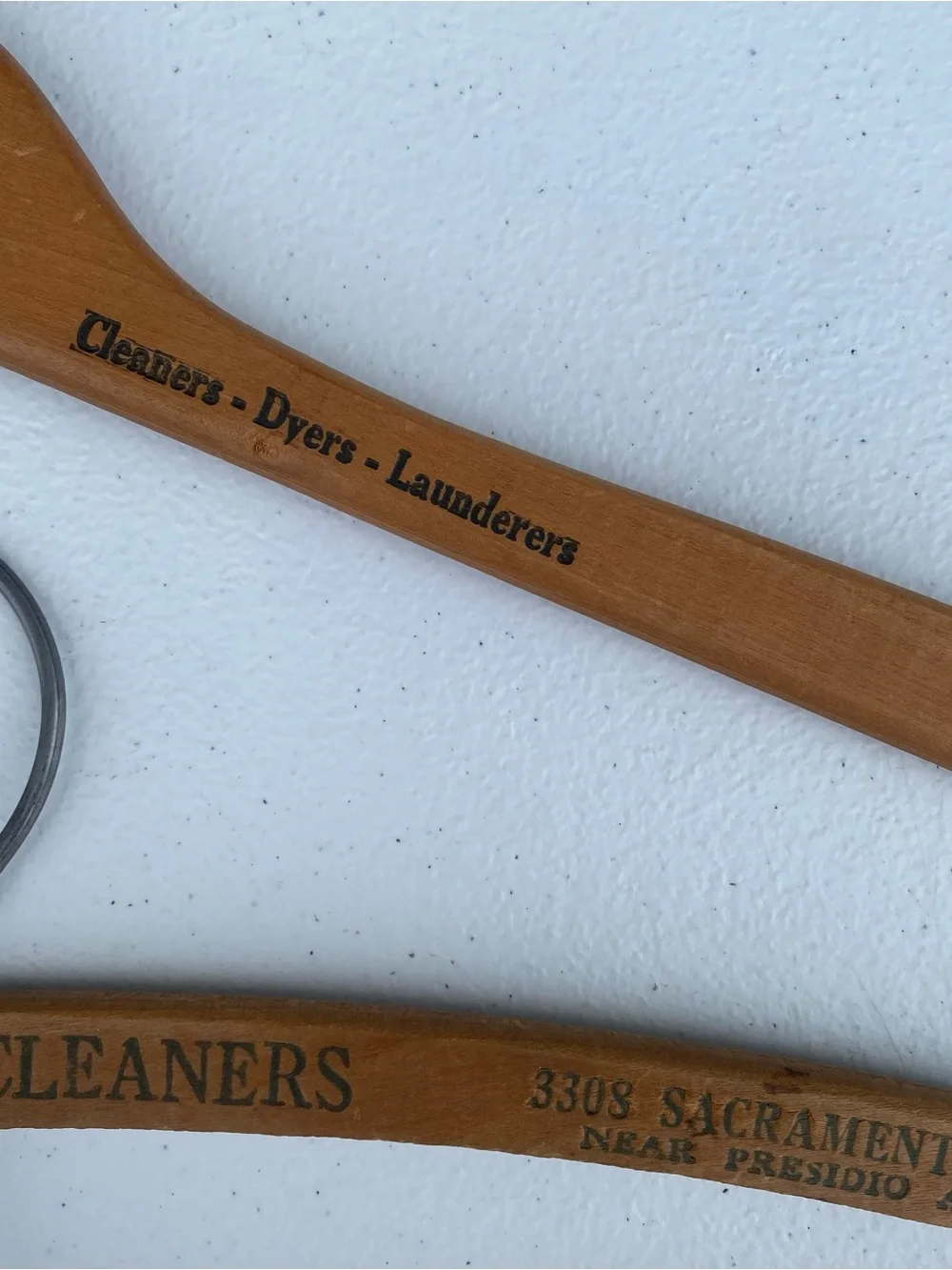 Lot of 2 : Vintage Wooden Advertising Clothes Hangers Marshall Steel Live Wire